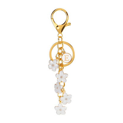 Daisy Flower Initial Letter - Bag Charm (White)